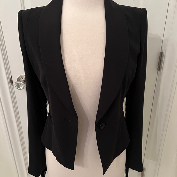 BCBG Black Women's Jacket with Fringe Detail - Picture 2 of 13